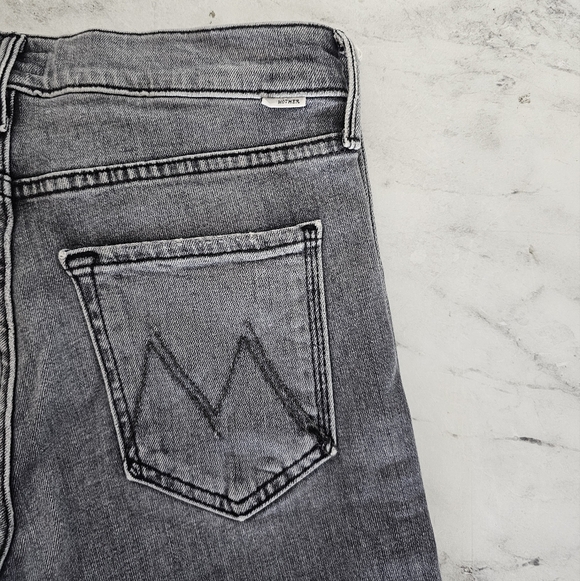 MOTHER The Rascal Ankle Fray High Rise Straight Leg Flare Gray Jeans 26 Preowned - Picture 7 of 11